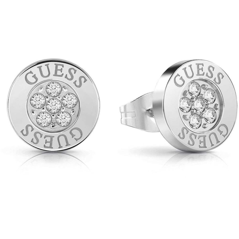 Guess Orecchini Lobo Acciaio Cristalli Bianchi