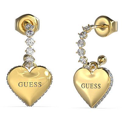 Guess Orecchini Donna Acciaio Gold Cuore e Cristalli