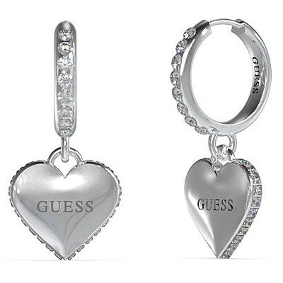 Guess Cerchietto Acciaio Cuore e Cristalli Bianchi