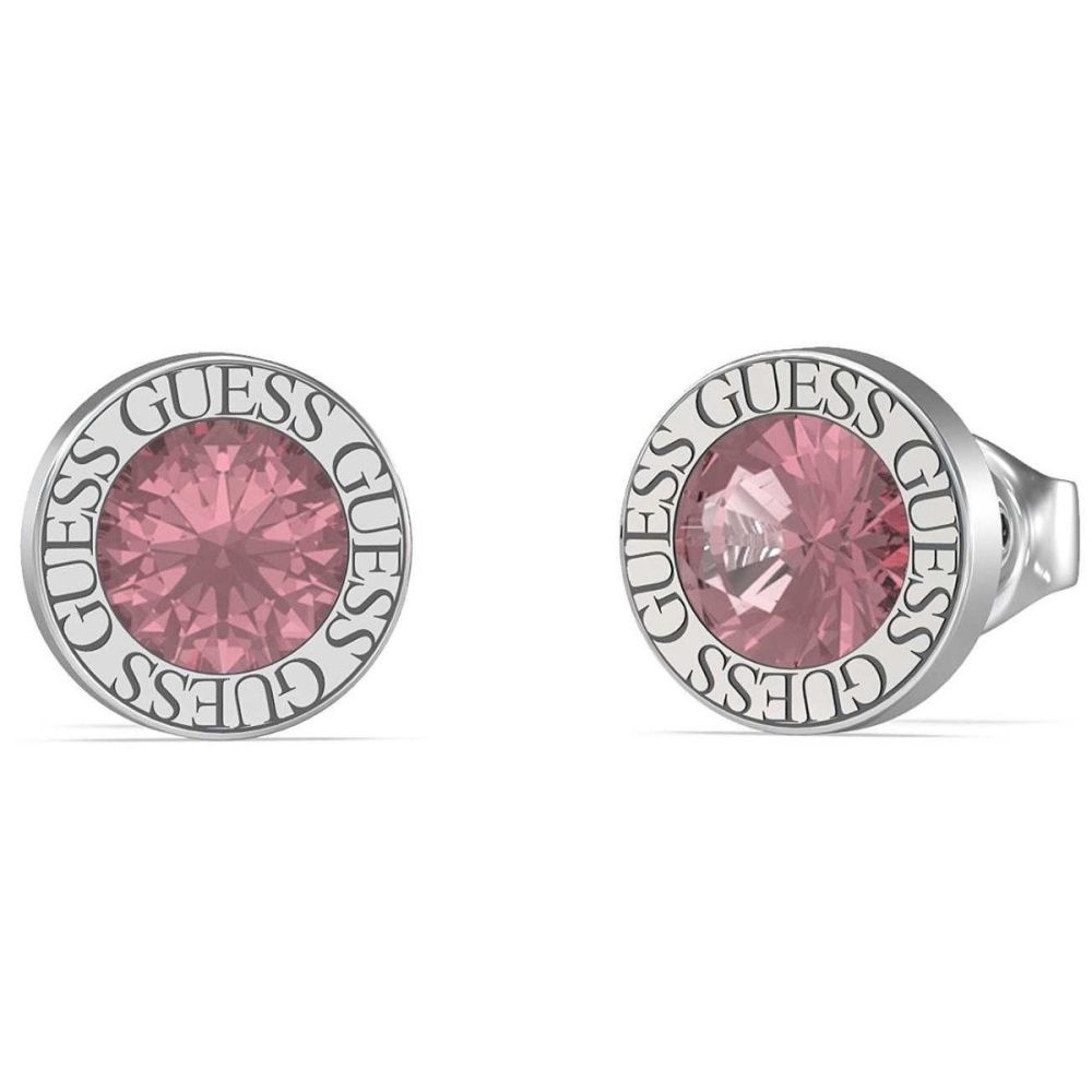 Guess Orecchini Lobo Acciaio Cristallo Rosa