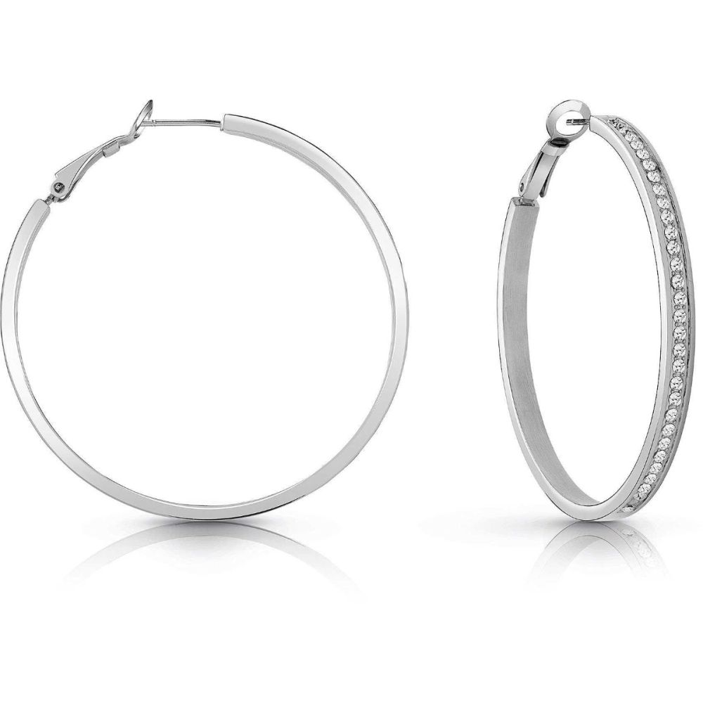 Guess Cerchio Donna Acciaio Cristalli Bianchi