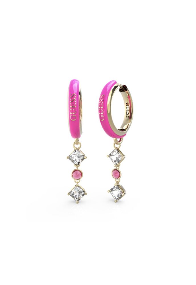 Guess Cerchietto Acciaio Gold Smalto Fuxia e Cristalli