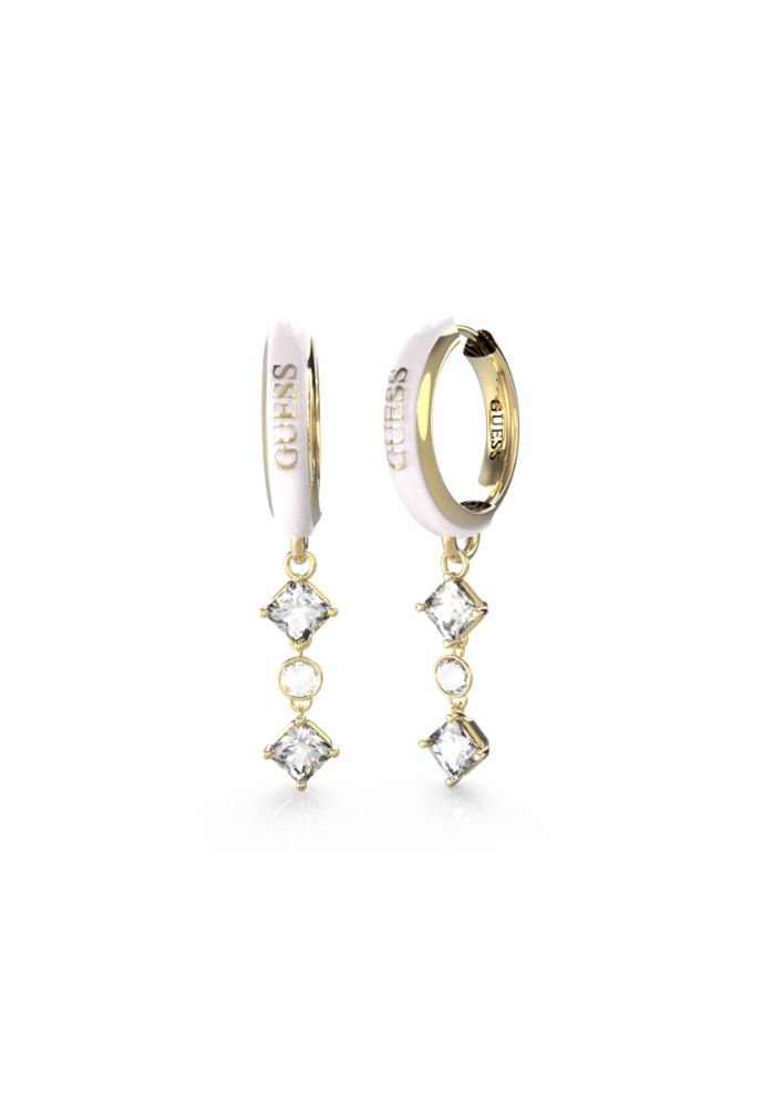 Guess Cerchietto Acciaio Gold Smalto Bianco e Cristalli