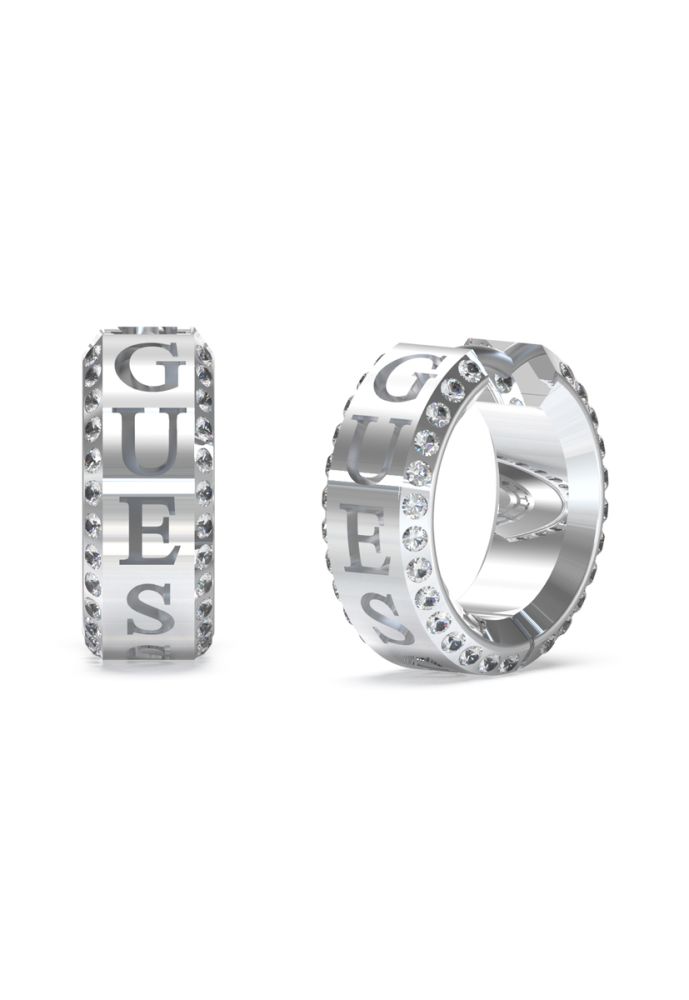 Guess Orecchini Cerchio Acciaio e Cristalli