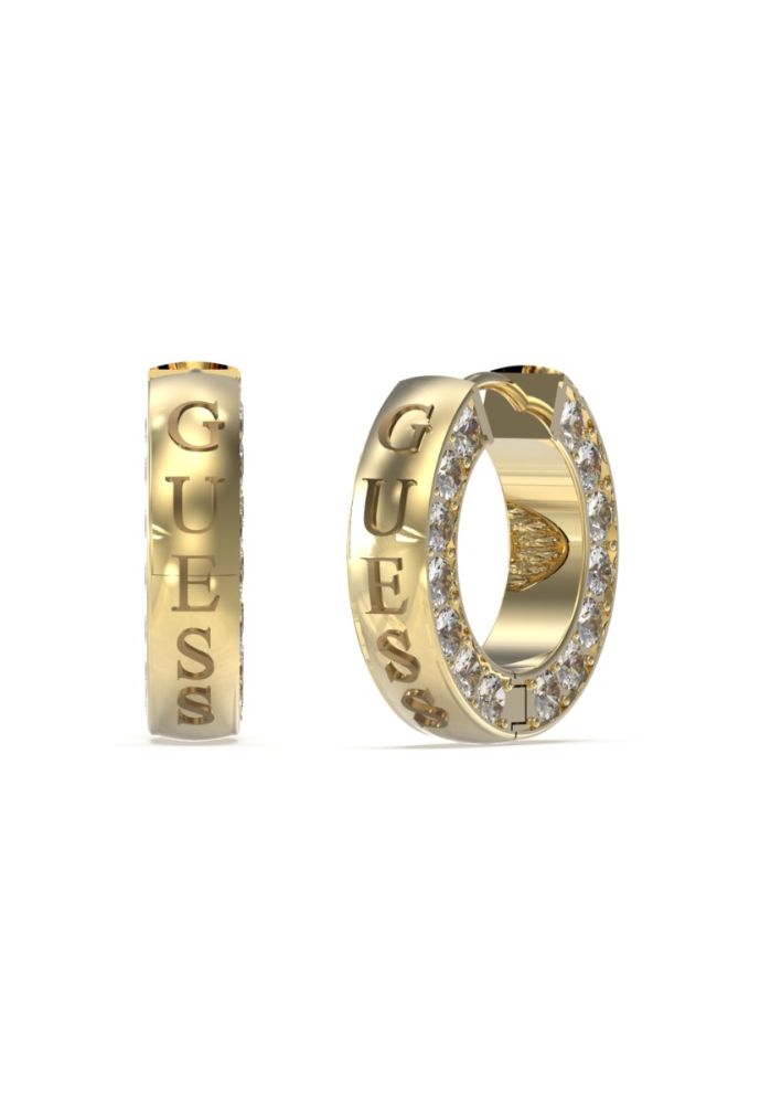 Guess Cerchietto Acciaio Gold Cristalli Bianchi
