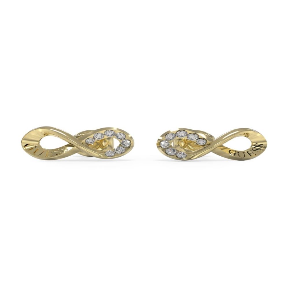 Guess Orecchini Lobo Acciaio Gold Infinito Con Zirconi