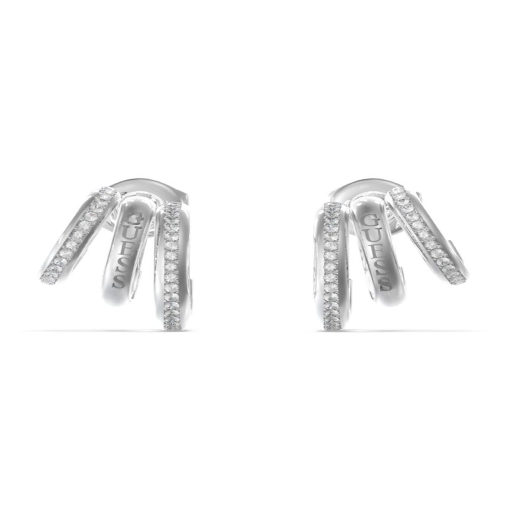 Guess Orecchini Lobo Acciaio con Zirconi Bianchi