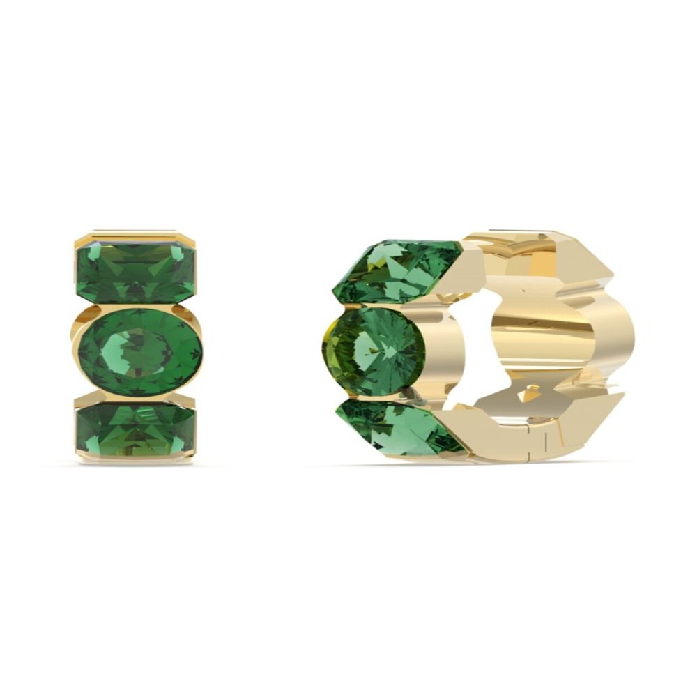 Guess Orecchini Acciaio Gold Cristalli Verdi