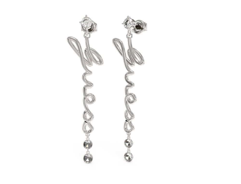 Guess Orecchini Acciaio Scritta Guess e Cristalli