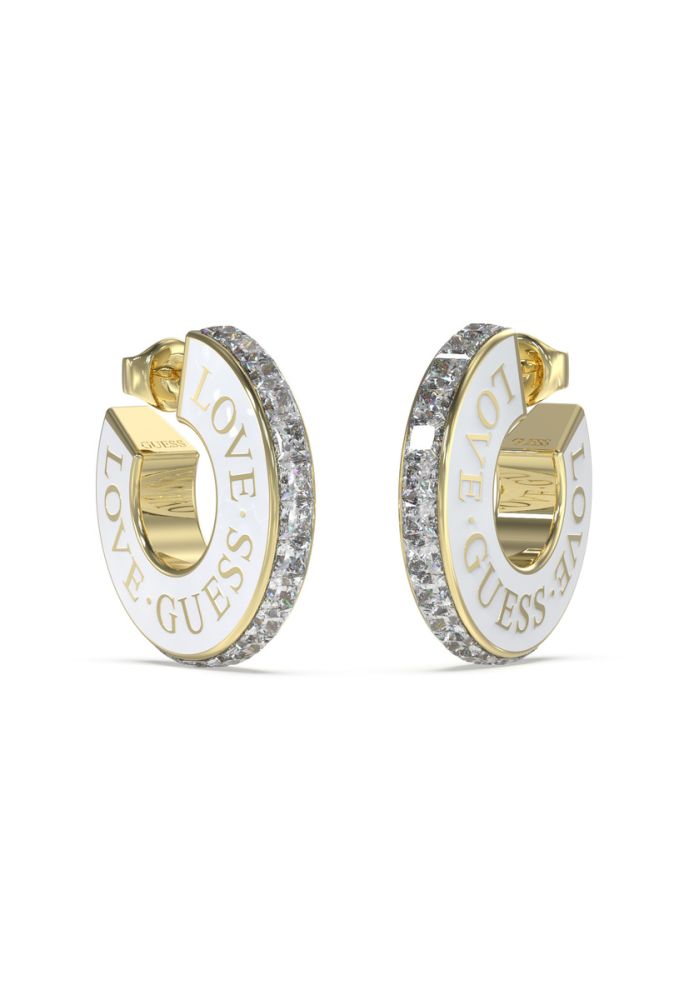 Guess Cerchio Acciaio Dorato Bianco e Cristalli