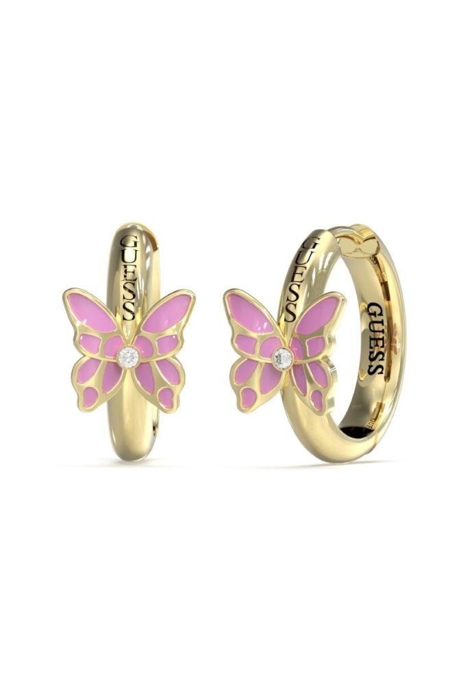 Guess Orecchini Acciaio Dorato Farfalla Smaltata