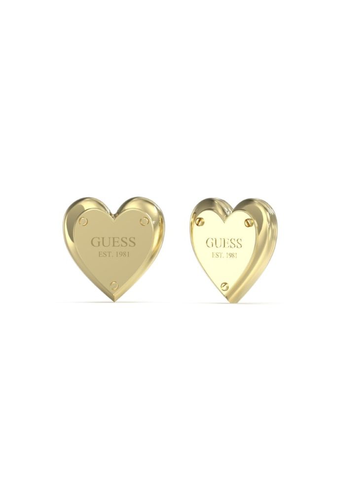 Guess Orecchini Lobo Acciaio Dorato Cuore 