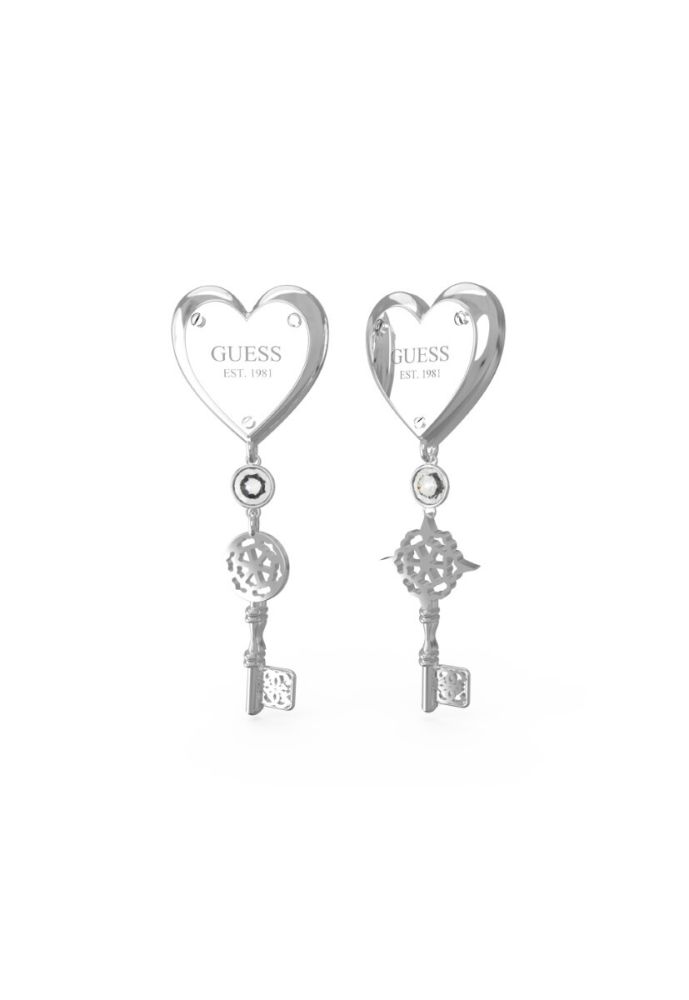 Guess Orecchini Acciaio Cuore con Chiave