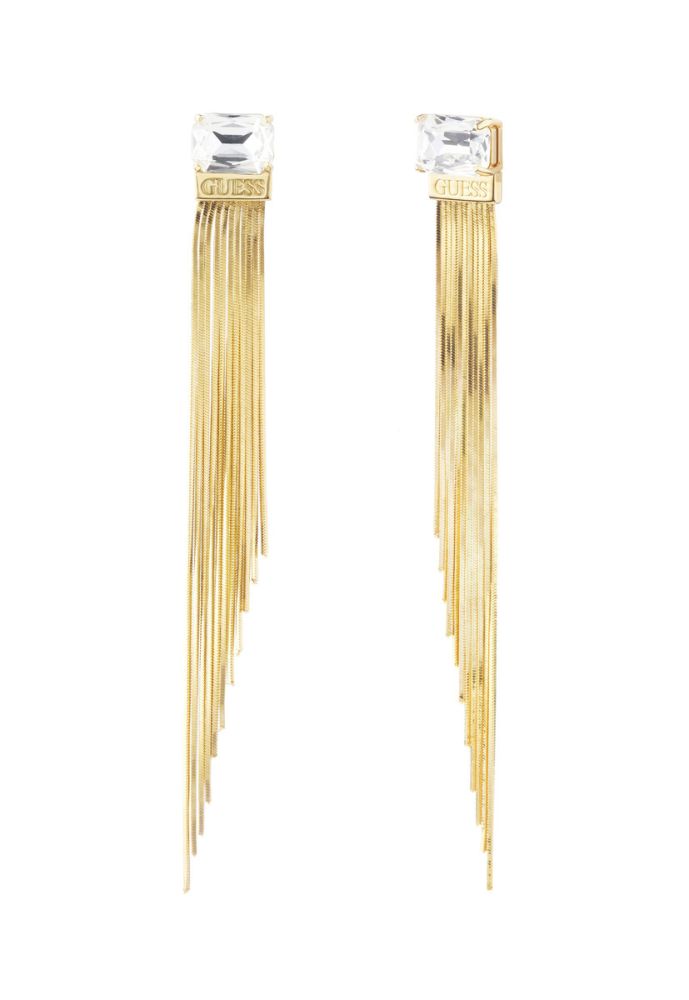 Guess Orecchini Frange Acciaio Gold e Cristalli