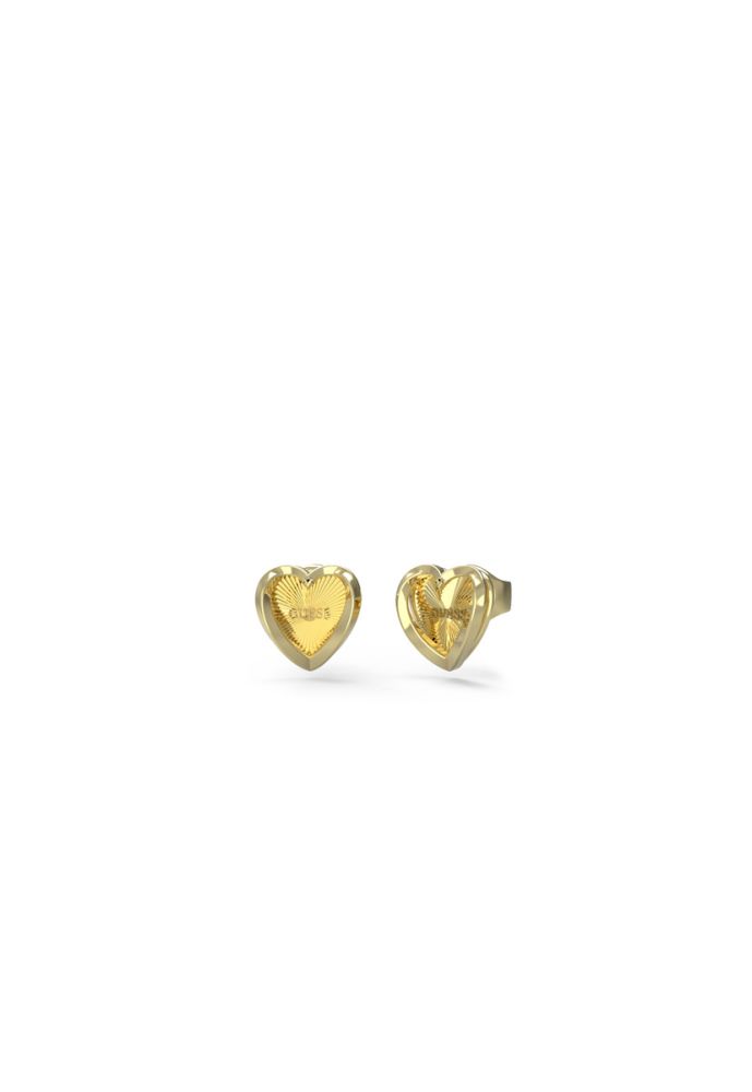 Guess Orecchini Acciaio Gold Cuore con Cristallo