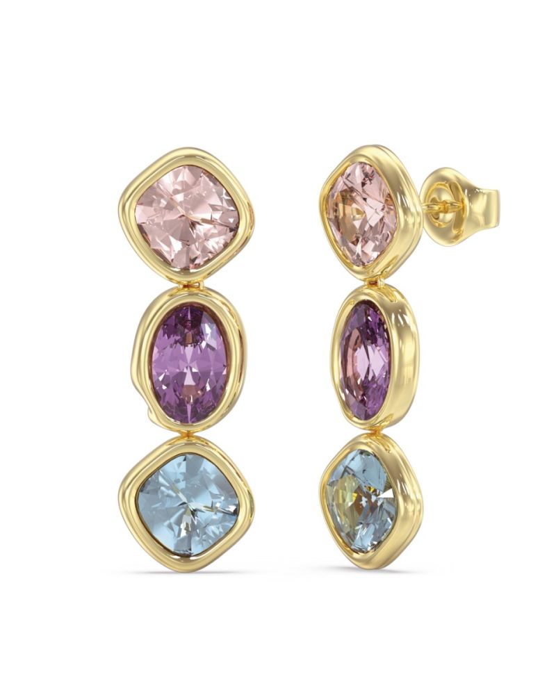 Guess Orecchini Acciaio Gold Cristalli Multicolor