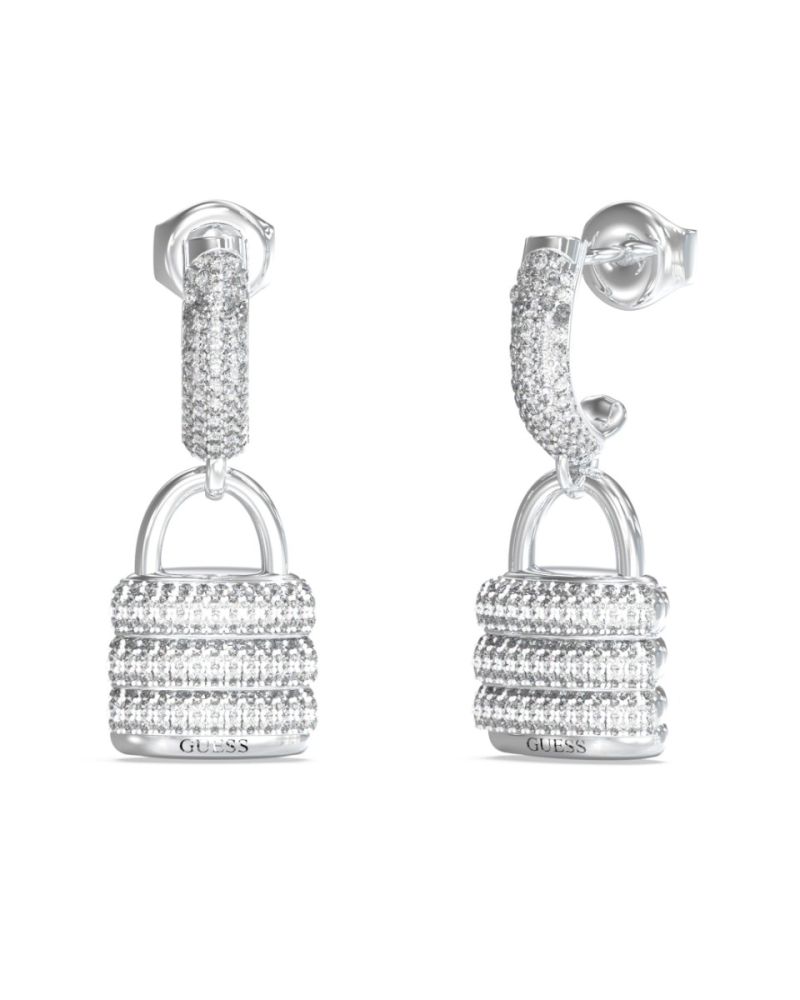 Guess Orecchini Acciaio Pendente Lucchetto