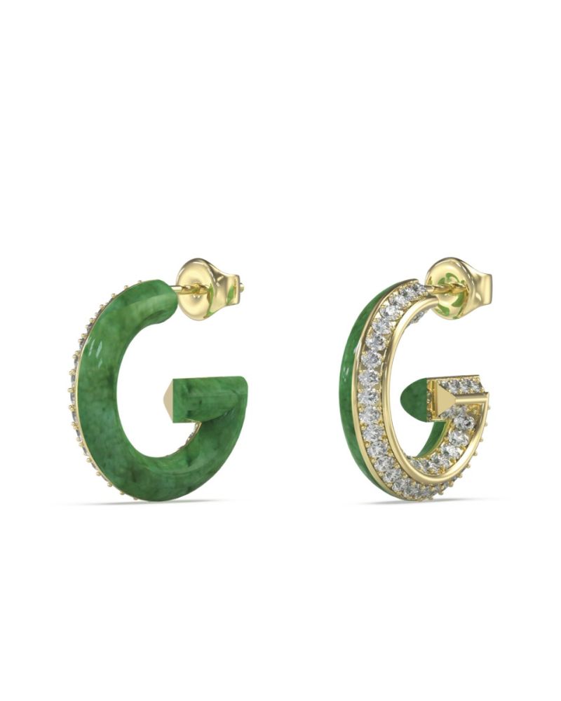 Guess Cerchi Acciaio Gold-Verde e Zirconi