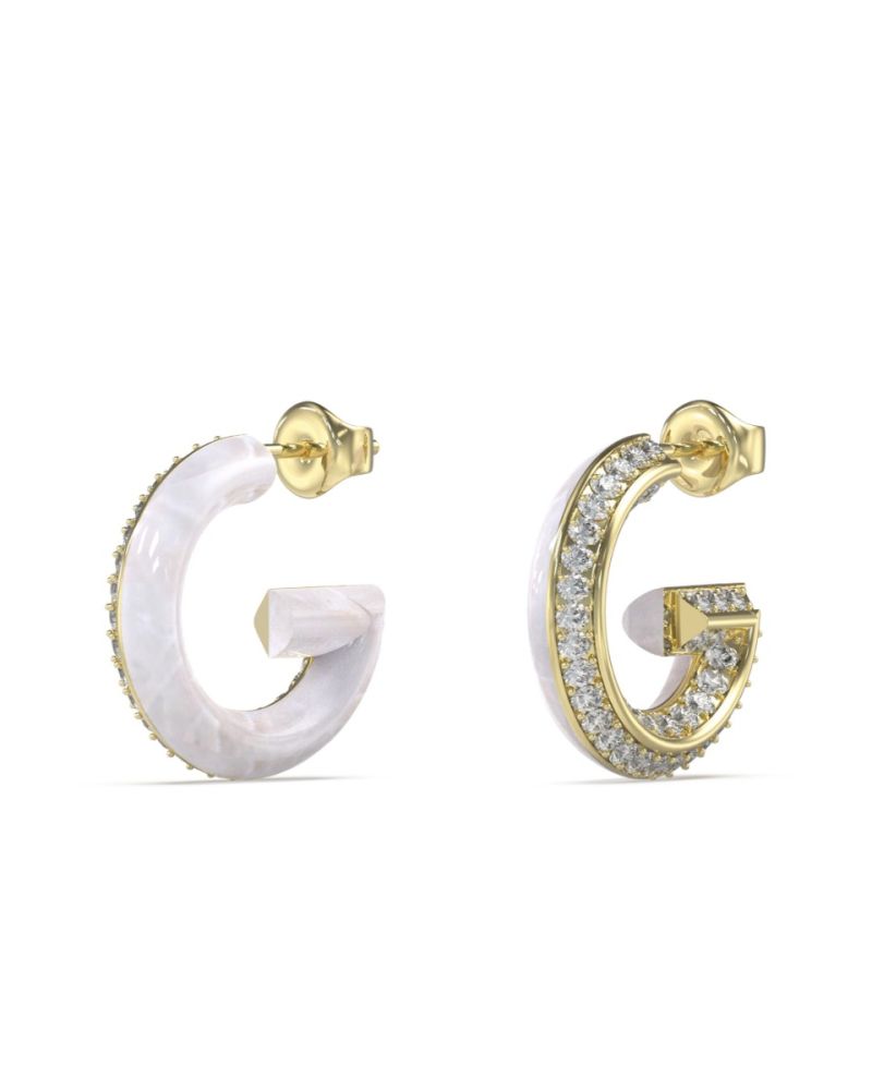 Guess Cerchi Acciaio Gold-Bianco e Zirconi