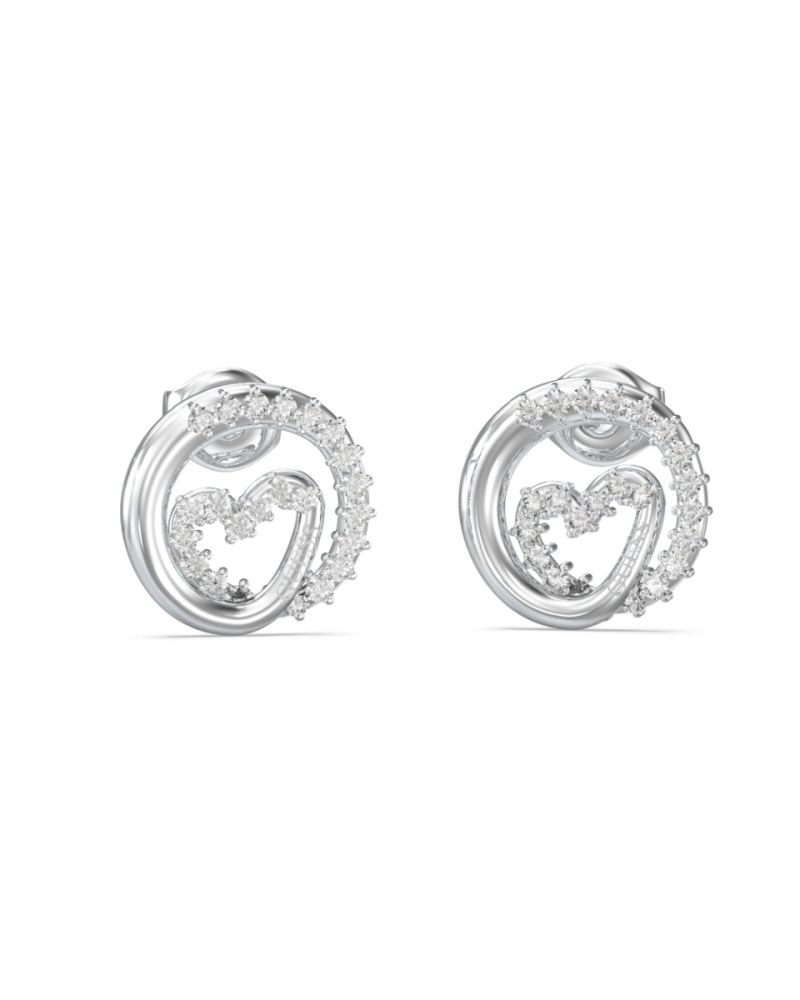 Guess Orecchini Acciaio Cuore con Zirconi Bianchi