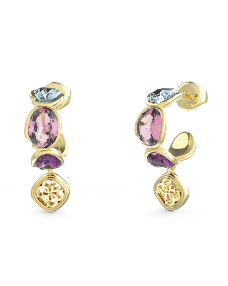 Guess Orecchini Acciaio Gold Cristalli Multicolor