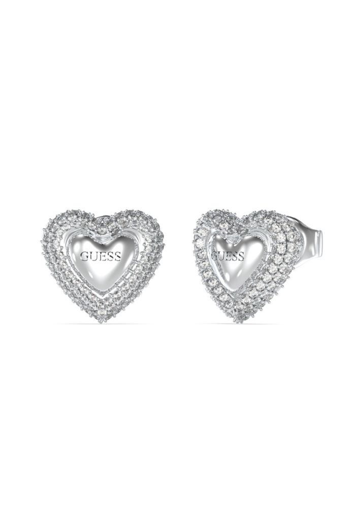 Guess Orecchini Acciaio Cuore Zirconato
