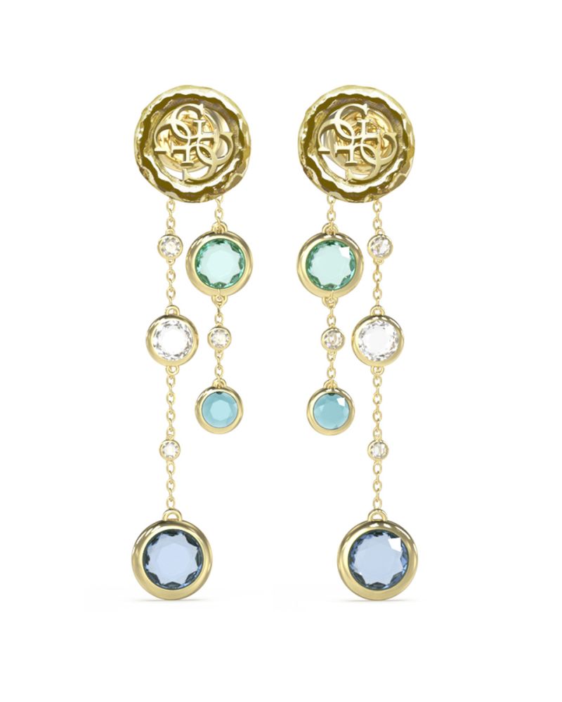 Guess Orecchini Acciaio Gold Logo 4G e Cristalli