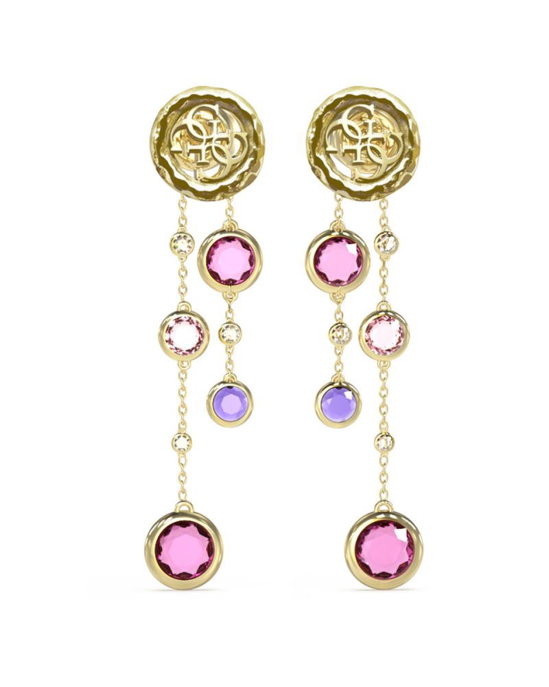 Guess Orecchini Acciaio Gold Logo 4G e Cristalli
