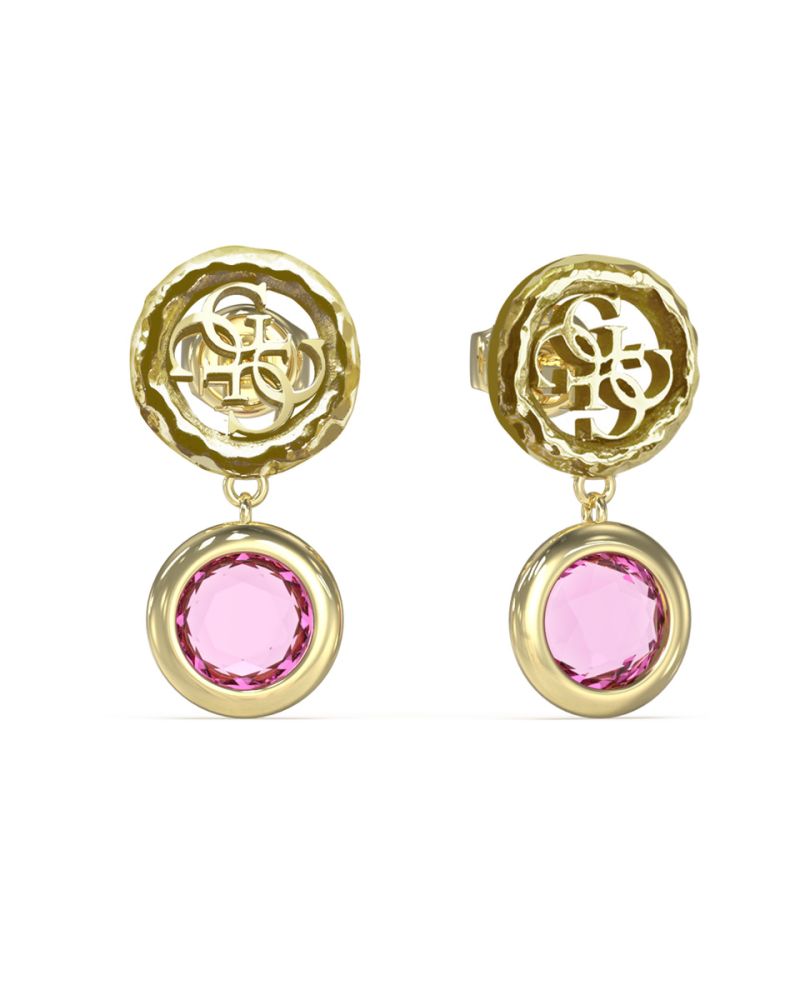 Guess Orecchini Acciaio Gold Logo 4G e Cristallo