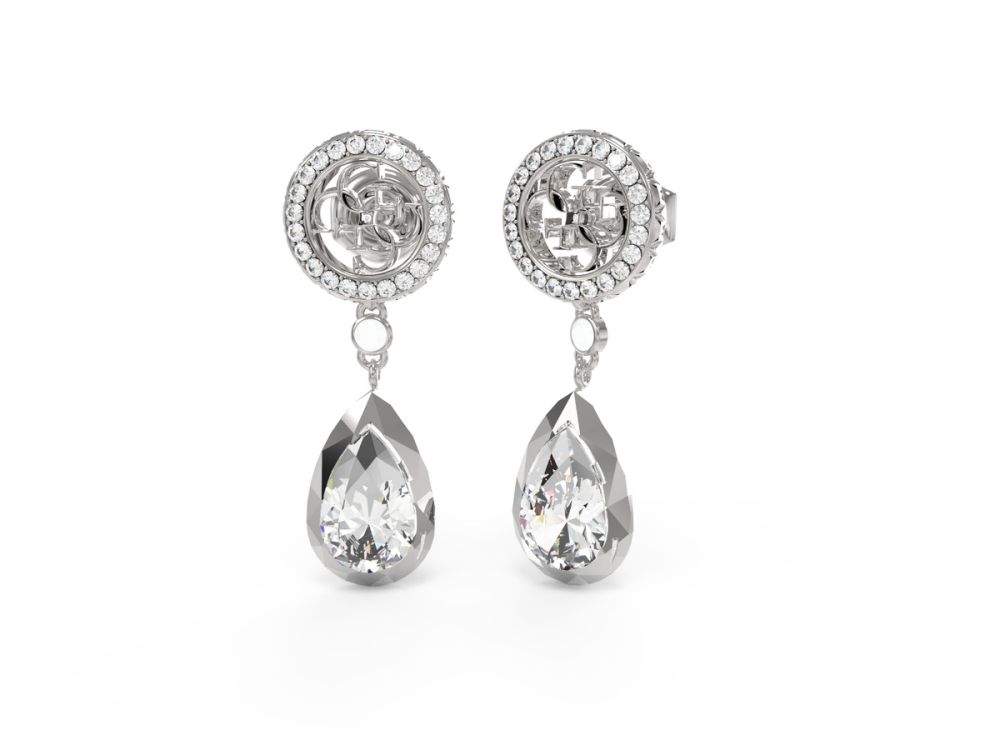Guess Orecchini Acciaio Logo 4G e Cristallo