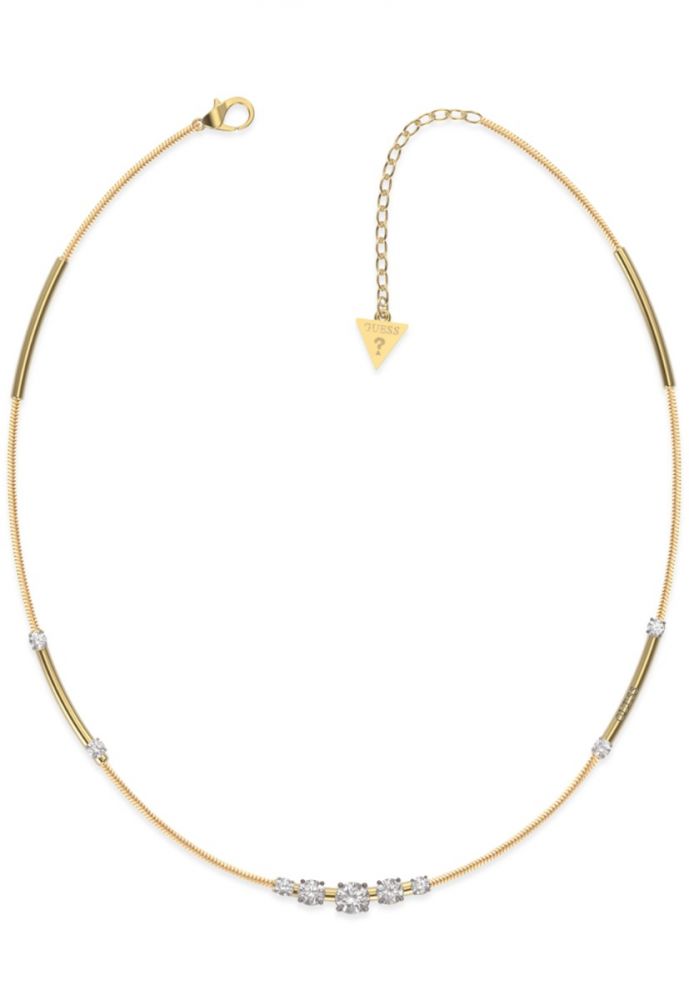 Guess Girocollo Donna Acciaio Gold Sunburst 5 Cristalli