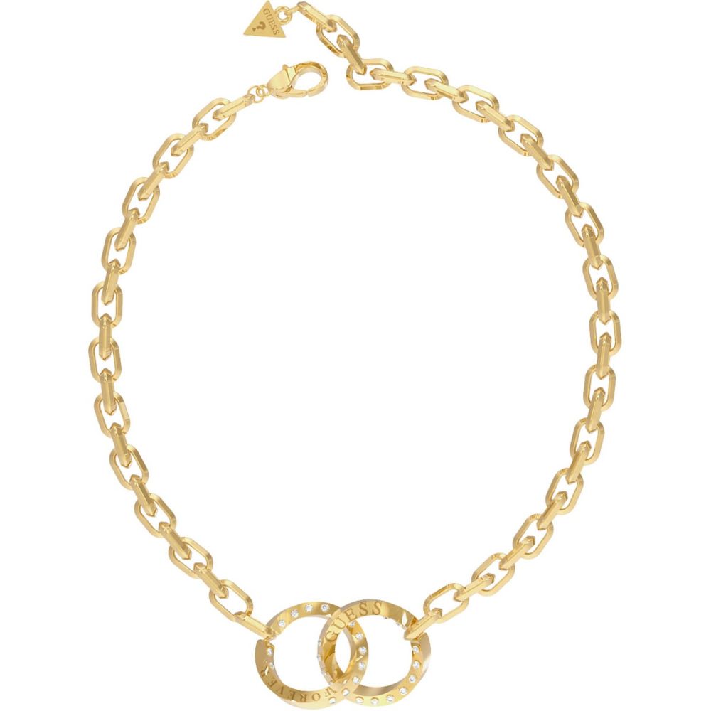 Guess Collana Catena Acciaio Gold Anelli e Cristalli