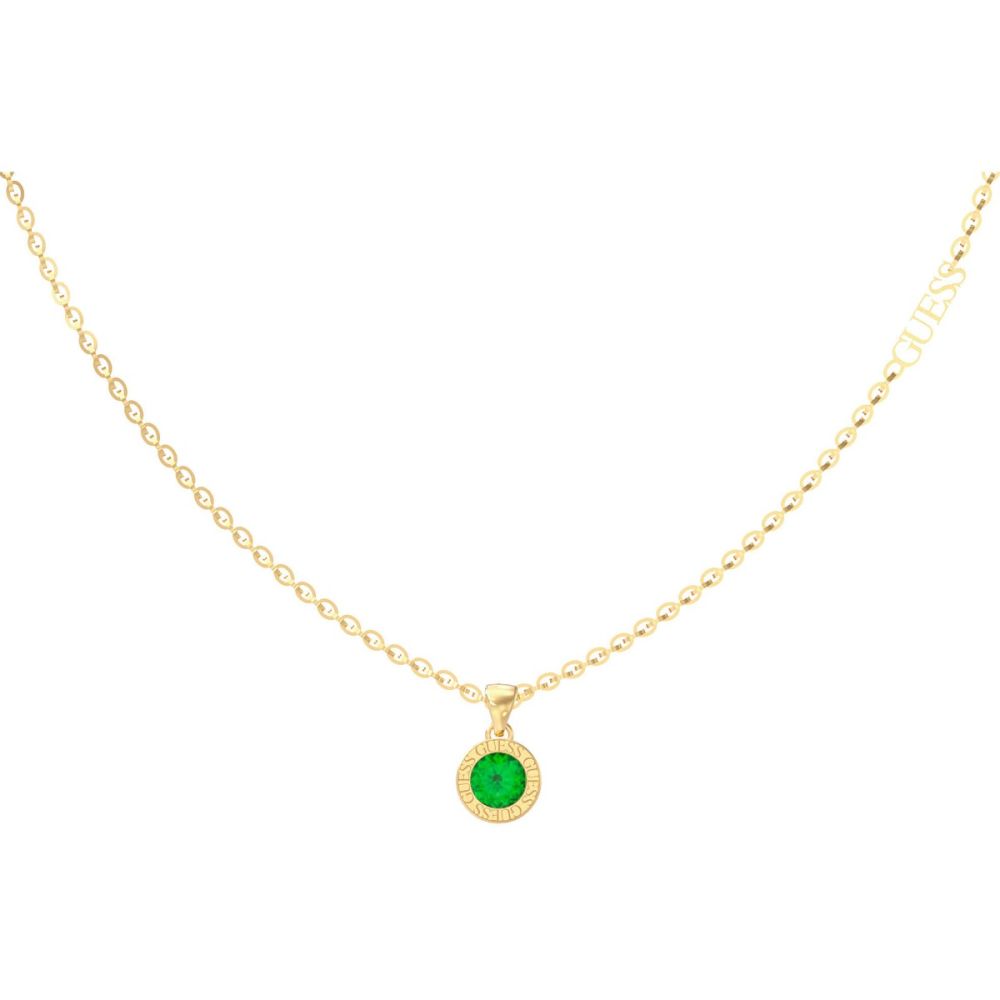 Guess Collana Donna Acciaio Gold con Cristallo Verde