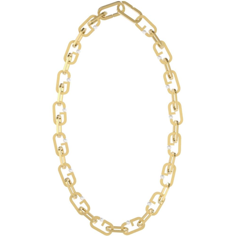 Guess Collana Donna Acciaio Gold Rigato e Perle