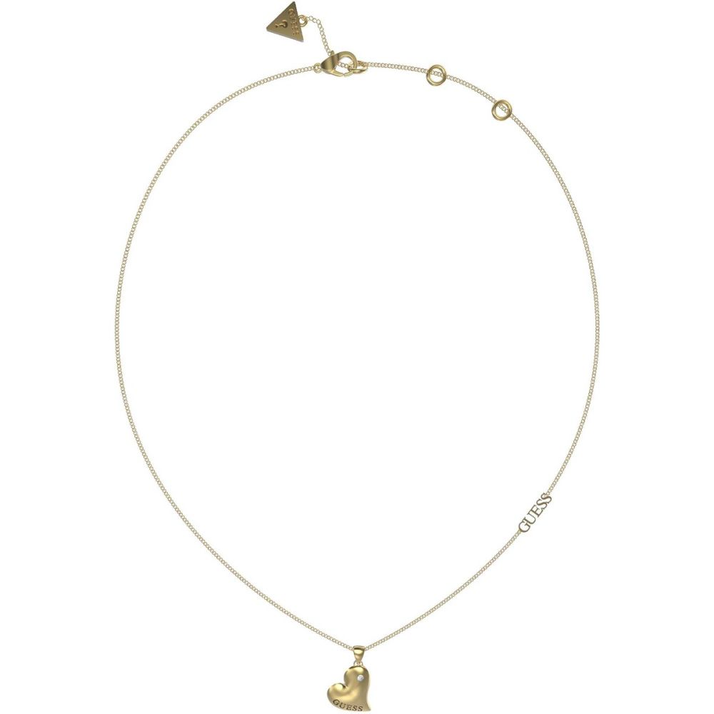 Guess Collana Donna Acciaio Gold con Cuore e Scritta Guess