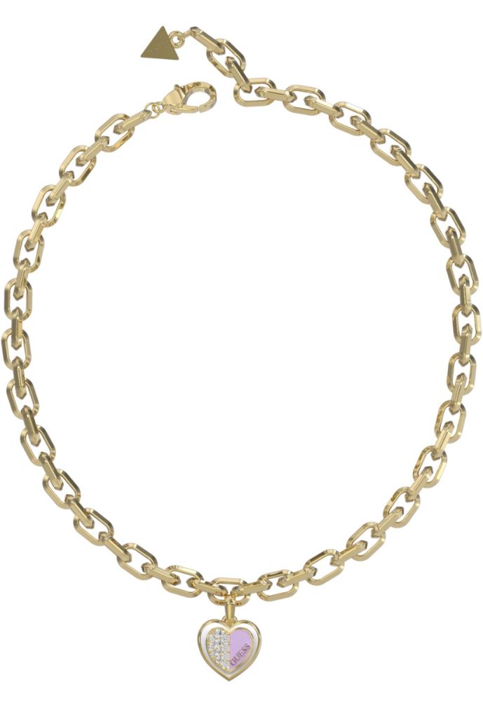 Guess Collana Acciaio Gold Cuore e Zirconi