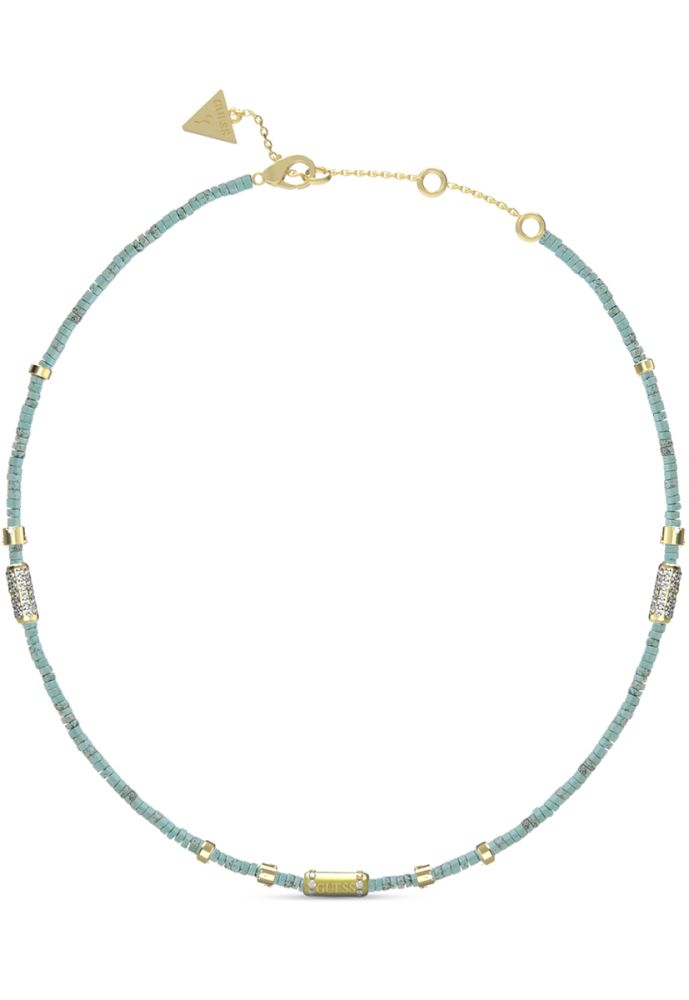 Guess Collana Acciaio Gold Aulite Turchese