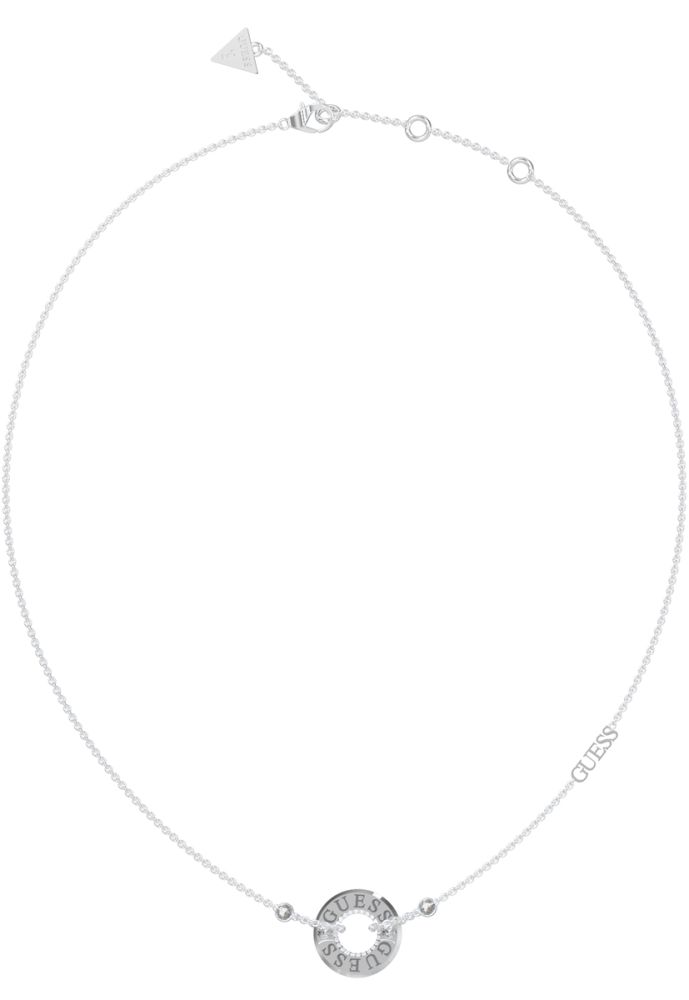 Guess Collana Acciaio Zirconi Bianchi e Scritta Guess