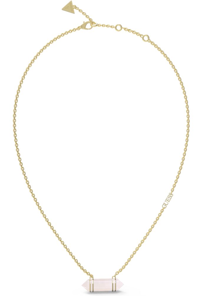 Guess Collana Acciaio Gold e Quarzo Bianco