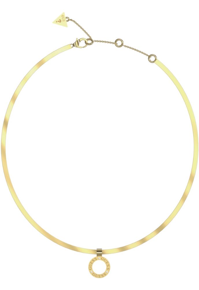 Guess Collana Piatta Acciaio Gold Pendente Tondo