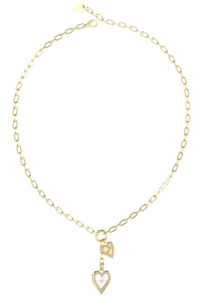 Guess Collana Acciaio Gold Cuori e Zirconi