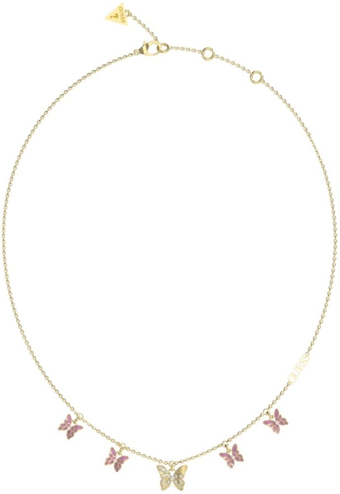 Guess Collana Acciaio Dorato con Farfalle