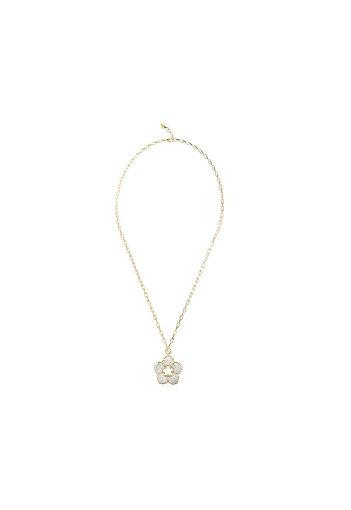Guess Collana Acciaio Gold Fiore Cristalli Bianchi