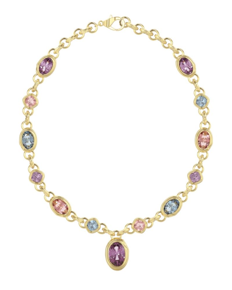 Guess Collana Acciaio Gold Cristalli Multicolor