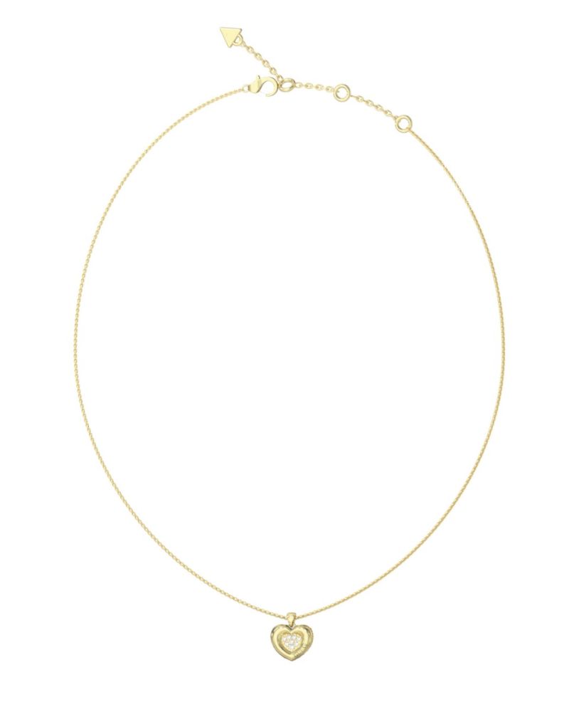 Guess Collana Acciaio Gold Cuore e Zirconi