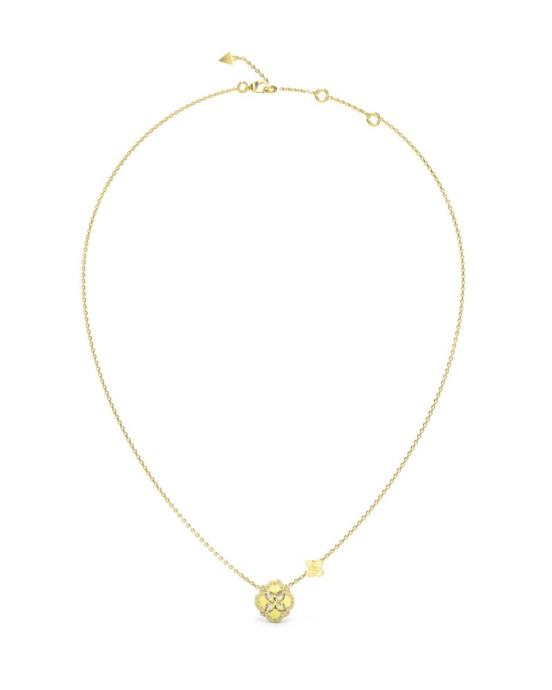 Guess Collana Acciaio Gold FIore Zirconi Bianchi