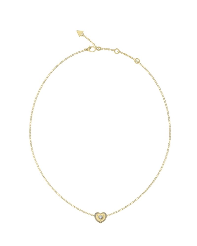 Guess Collana Acciaio Cuore con Cristallo