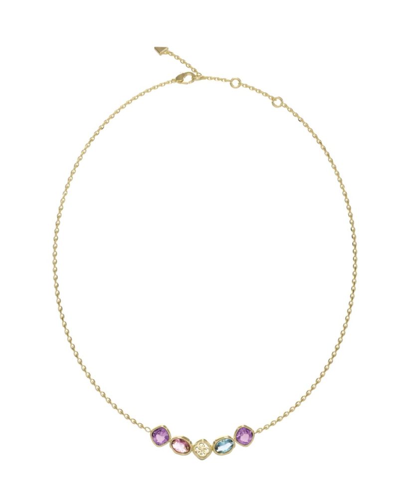 Guess Collana Acciaio Gold Cristalli Multicolor