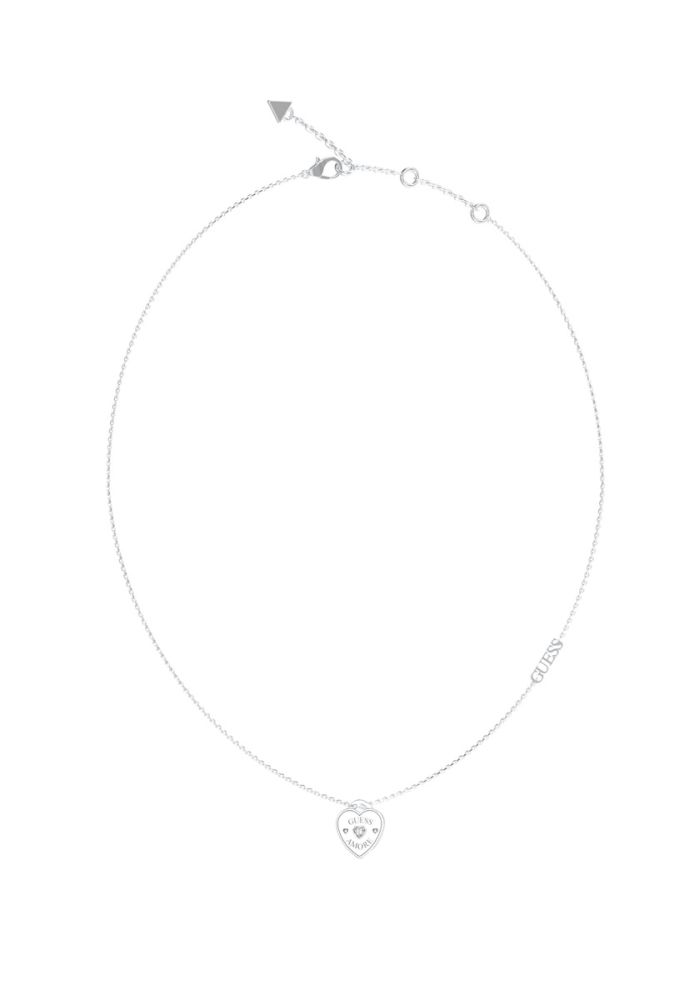 Guess Collana Acciaio Cuore e Scritta Guess