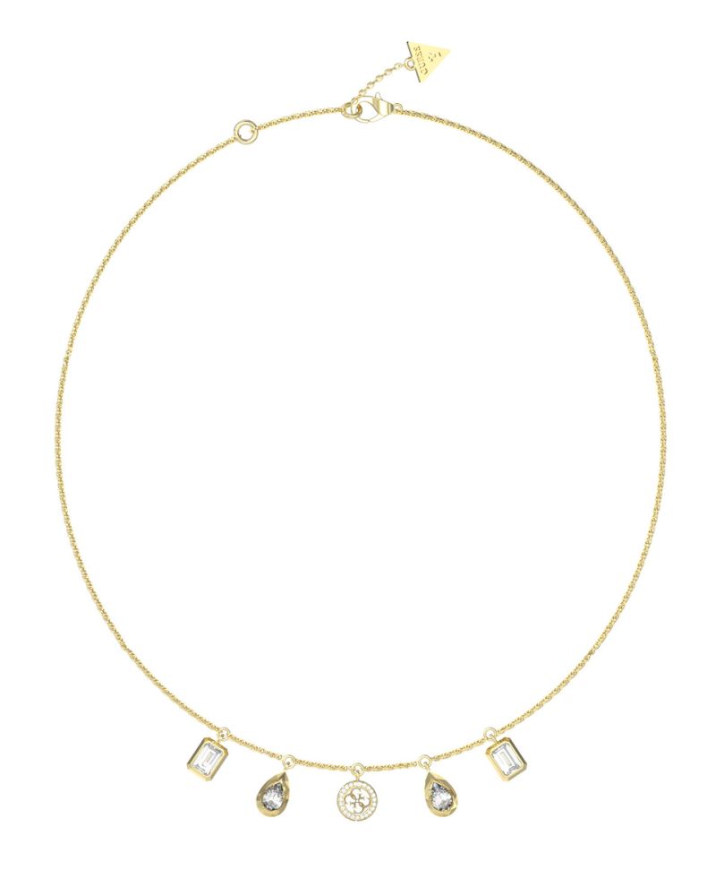 Guess Collana Acciaio Gold Logo 4G e Cristalli Multi